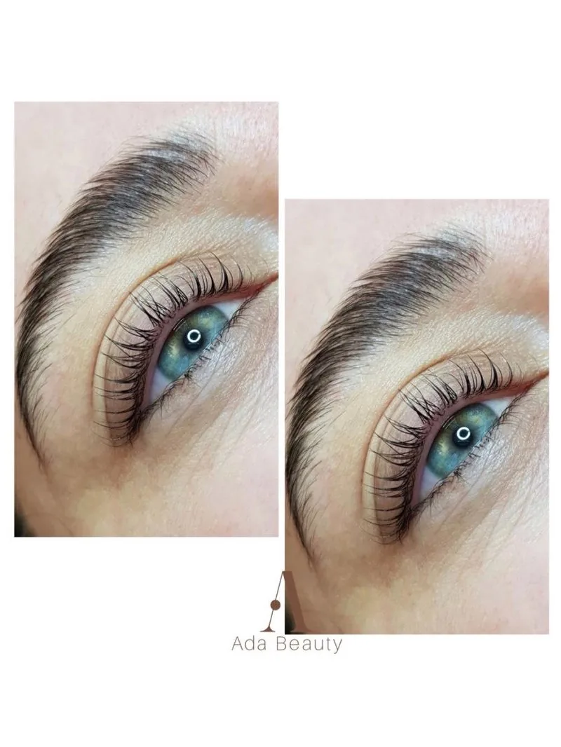 Wimpernlamination vorher und nachher